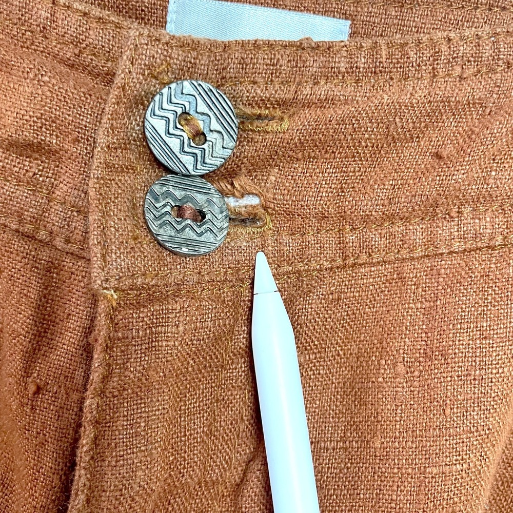 Chicos Linen Pants Sz 2 Large Rust Brown Quiet Luxury Minimalist Summer Capsule - Picture 5 of 8